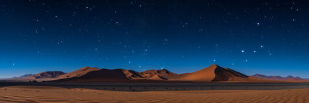 Desert Scenery at Night: A Starry Blue Gradient Skyの素材