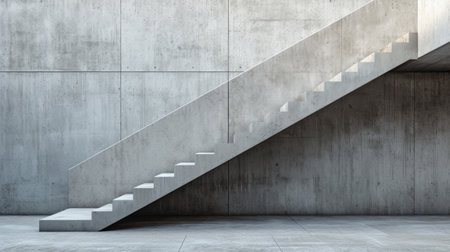 A minimalist architectural detail - a concrete staircase with clean lines and no embellishmentsの素材