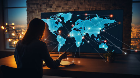 A telemedicine setup connecting patients and healthcare providers globally through advanced technologyの素材