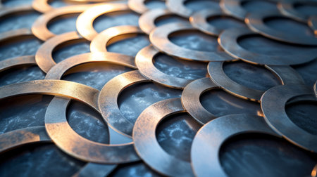 A precise laser-cut pattern on metal, embodying precision craftsmanship.の素材