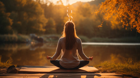 A person engaging in a peaceful meditation session after a vigorous workout.の素材