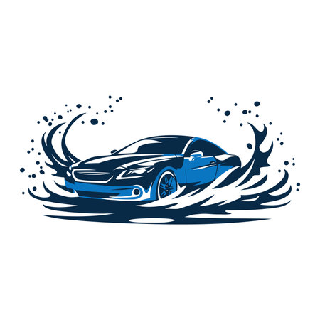 Simple Car Washing Logo. Vector Illustration EPS10のイラスト素材