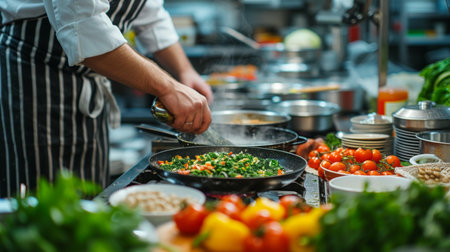 A shot of food products being prepared in the kitchen, underscoring grocery servicesの素材