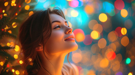 Amidst a garden of vibrant colors, her laughter fills the air, a celebration of the season.の素材