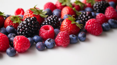 Uncluttered backgrounds featuring ripe berries, creating a serene and refreshing ambiance.の素材