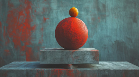 Equilibrium is achieved through the careful arrangement of geometric forms and colors.の素材