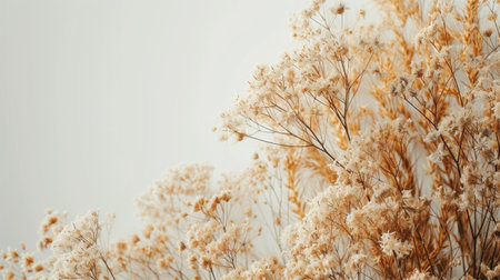 Minimalist backdrops adorned with delicate dried plants, exuding natural beauty and sophistication.の素材