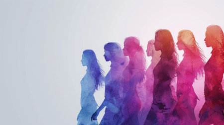 Clean and stylish image symbolizing the empowerment and achievements of women worldwide.の素材
