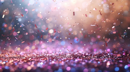 Engaging image showcasing a minimalist setting embellished with glamorous glittering confetti.の素材