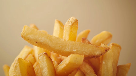 Minimalist image featuring a serving of golden-brown fries against a neutral backdrop.の素材