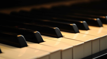 Serene photograph of piano keys, evoking a sense of peace and musical harmony.の素材