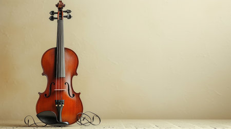 Simple yet captivating image showcasing a violin and delicate musical notes in a minimalist style.の素材