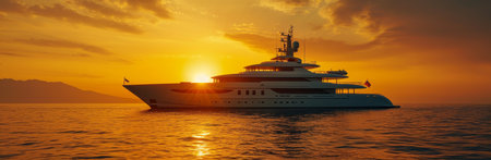 yacht at sunset in the mediterranean.の素材