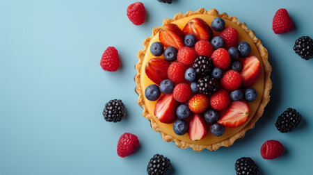 Minimalist photo evoking a sense of harmony through the combination of pastry and fruit.の素材