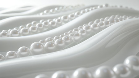 Clean composition featuring abstract pearl beads on a serene backdrop.の素材