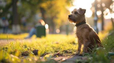 Clean and elegant image advocating for pet waste cleanup to preserve public spaces.の素材