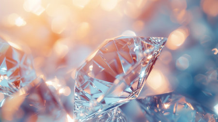 Clear and minimalist composition featuring shimmering diamond shapes, conveying purity and brilliance.の素材