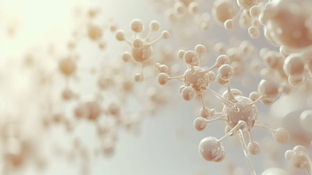 Engaging image of abstract molecular structures on a simple backdrop.の素材