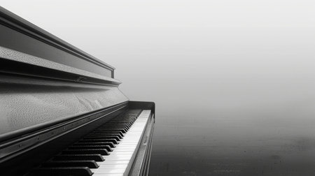 Clean and serene image of a piano, conveying a mood of introspection and emotional depth.の素材