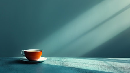 Minimalist photo portraying the tranquility and serenity of a tea-drinking experience.の素材