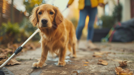 the girl's commitment to maintaining cleanliness in the neighborhood.の素材