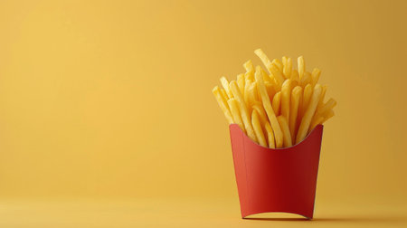 Minimalist photo capturing the perfection of crispy fries with minimal embellishments.の素材
