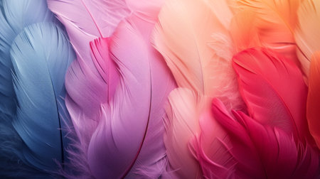 Simple yet captivating background featuring a spectrum of feathers.の素材