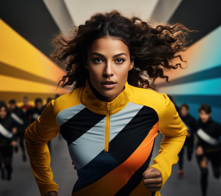 a woman running at a high speed,の素材