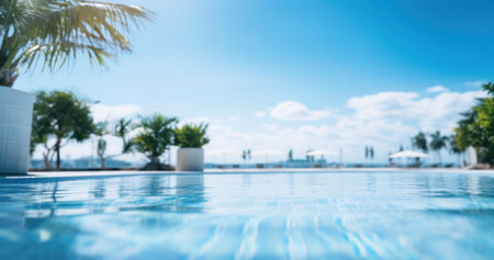 a white pool in the hotel view pool side landscape,の素材