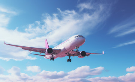 an airplane flying in the blue sky,の素材