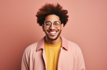 a young man wearing glasses is holding a laptop,の素材