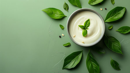 Serene image capturing the minimalist charm and delicate flavor of yogurt.の素材