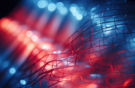 transparent material screen with bright red lights,の素材