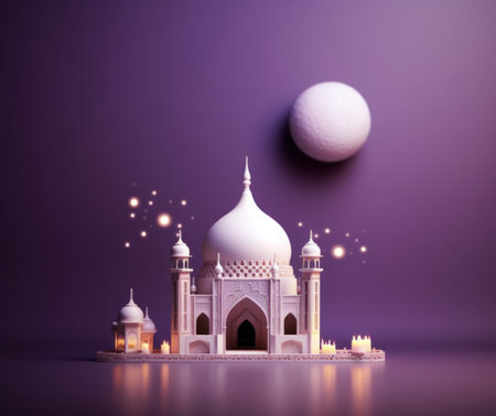 eid aba mubarak greeting card with an islamic crescentの素材