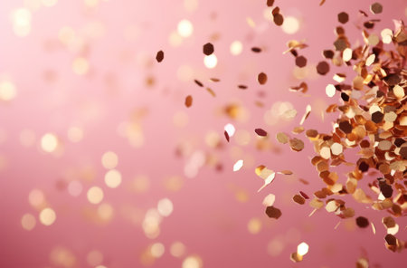 in a pink background there are little gold confetti,の素材