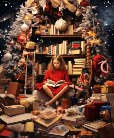 girl's Christmas gifts. beautiful backgroundの素材