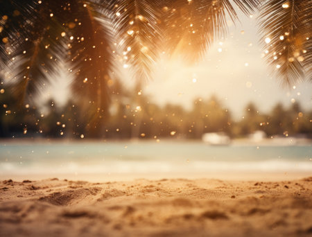 sand on a beach with palm trees as background background,の素材