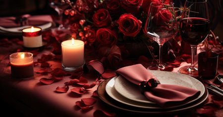 romantic meal during Valentine's month,の素材