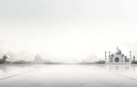 the mosque in black and white background,の素材