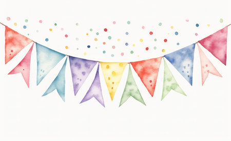 watercolor bunting garland isolatedの素材