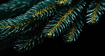 swiss fir christmas tree isolated on dark background christmas treeの素材