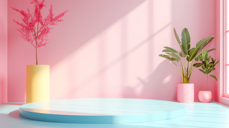 Clean lines and soft pastel colors suggest an open workspace conducive to creativity and collaboration.の素材