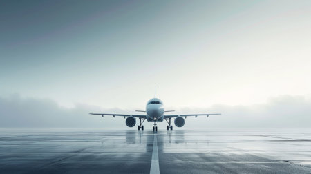 Minimalist backdrop reflecting the simplicity and efficiency of modern air transportation.の素材