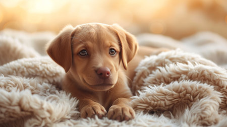 Peaceful minimalist scene with cute pups set against a serene abstract backdrop.の素材