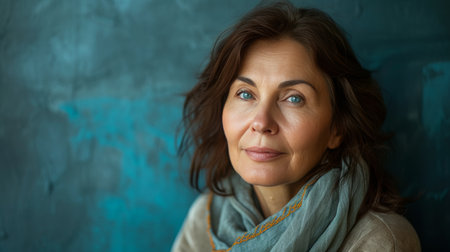 Her empathetic gaze conveys care and understanding, assuring patrons of her commitment to their well-being.の素材