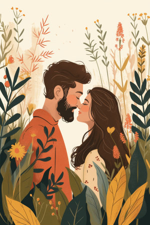 modern flat illustration happy couple.の素材