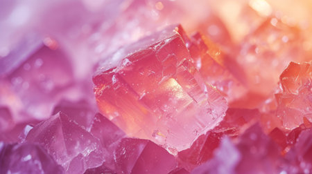 Macro shot capturing the delicate crystalline structure of rock candy, reminiscent of natural formations.の素材