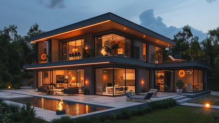 High-tech smart home with integrated automation systems.の素材