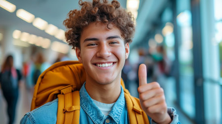 The photo radiates positive vibes, reflecting the student's cheerful outlook on life.の素材