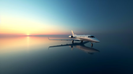 A minimalist sky serves as a serene canvas, accentuating the jet's grandeur..の素材